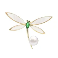 Cài Áo Nữ Meri Chuồn Chuồn Xanh Lá Cánh Xà Cừ BR302 Màu Xanh