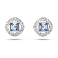Khuyên Tai Nữ Swarovski Angelic Stud Earrings Square Cut, Blue, Rhodium Plated 5662143 Màu Bạc Xanh