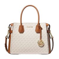 Túi Xách Tay Nữ Michael Kors MK Mercer Medium Logo Belted Satchel 35F2GM9S8B Màu Vanilla  