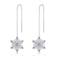 Khuyên Tai Nữ LiLi Jewelry Hình Bông Tuyết Đính Đá Spinel, Đá CZ LILI_351823 Màu Bạc/Xanh