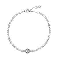 Vòng Đeo Tay Pandora Sparkling Halo Tennis Bracelet 599416C01 Màu Bạc Size 18