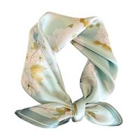 Khăn Choàng Lụa Kya Jewel Climbing Flower 53 x 53cm SC50 Màu Xanh Nhạt