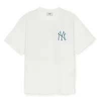 Áo Phông MLB Denimlike Monogram Big Lux Over Fit Tshirt New York Yankees 3ATSM0953-50IVS Màu Ivory Size M