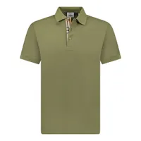 Áo Polo Nam Burberry Hartford Check Placket Olive Màu Xanh Rêu Size M