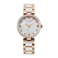 Đồng Hồ Nữ Titan Purple Ceramics Watch 95214KD02 Màu Trắng Vàng Hồng