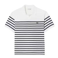Áo Polo Nam Lacoste Men's Open Collar Marine Stripe PH3111 55GO 001 Màu Trắng/Đen Size 5