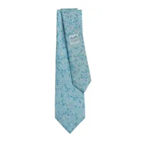 Cà Vạt Hermès Cravate Pièces Met Ciel /Bleu /Blanc H006356T01 Màu Xanh Trắng