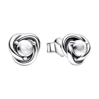 Khuyên Tai Nữ Pandora Clear Eternity Circle Stud Earrings 292335C01 Màu Bạc