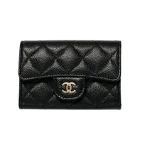 Ví Đựng Thẻ Nữ Chanel Classic Flap Card Holder Caviar Gold Hardware Màu Đen
