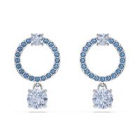 Khuyên Tai Nữ Swarovski Attract Drop Earrings Round Cut Blue Rhodium Plated 5723563 Màu Xanh Dương