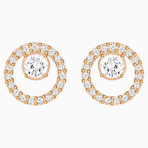 Khuyên Tai Swarovski Creativity Circle Pierced Earrings, White, Rose-Gold Tone Plated 5199827