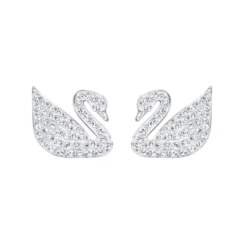 Khuyên Tai Swarovski Swan Pavé Stud Earrings Swan, White, Rhodium Plated 5161256
