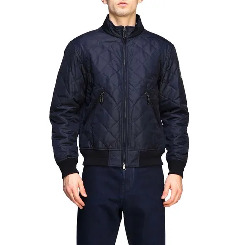 Áo Khoác Burberry Quilted Bomber Jacket With Zip Màu Xanh Navy Size 44