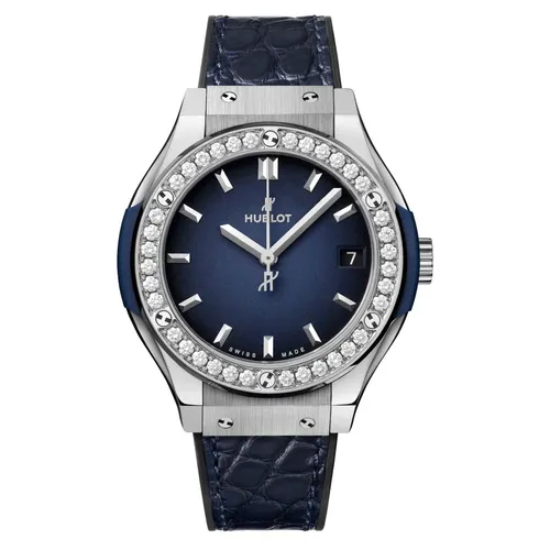 Đồng Hồ Nữ Hublot Classic Fusion Titanium Deep Blue Diamonds 581.NX.6670.LR.1104.JPN19 33mm