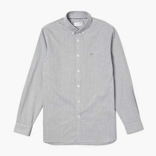 Áo Sơ Mi Nam Lacoste Long Camicia Uomo Cotone Quadro CH9982 - 00 Size 39 Màu Xám