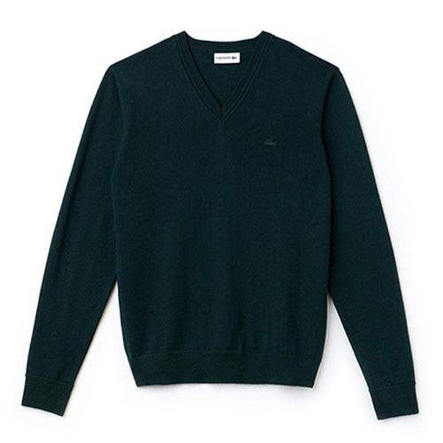 Áo Len Lacoste Men's V-Neck Wool Jersey Sweater Màu Xanh Green Size M