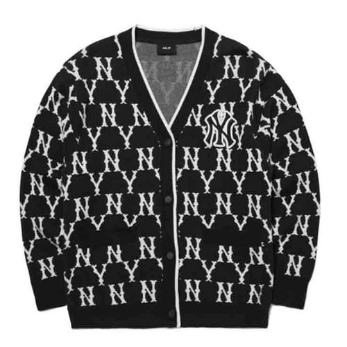 Áo Len MLB Monogram Cardigan New York Yankees 3AKCM0121-50BKS Màu Đen Size S