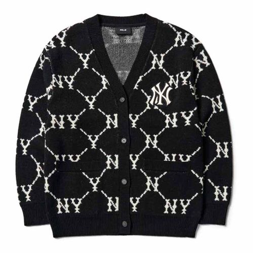 Áo Len MLB Monogram Diamond Cardigan New York Yankees 3AKTM0214-50BKS Màu Đen