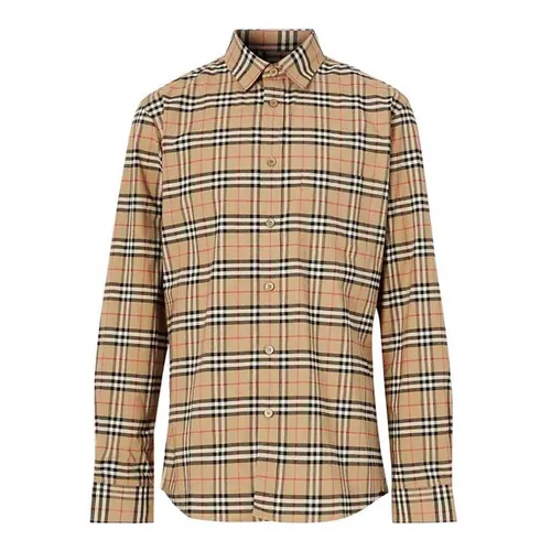 Áo Sơ Mi Burberry Small Scale Check Shirt Màu Nâu Size XS