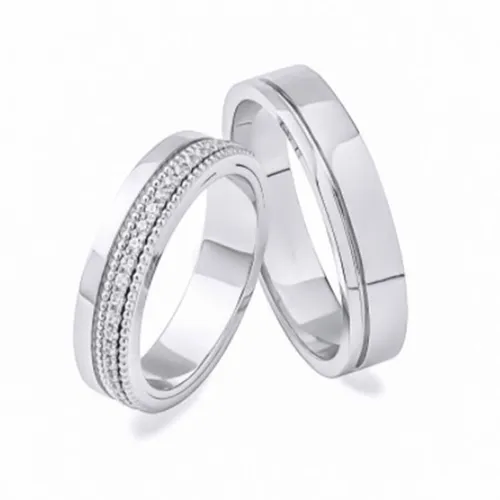 Nhẫn Cưới Phú Quý WD354753 Vàng Trắng