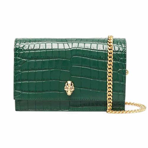 Túi Xách Alexander Mcqueen Crocodile Effect Crossbody Bag Màu Xanh Green