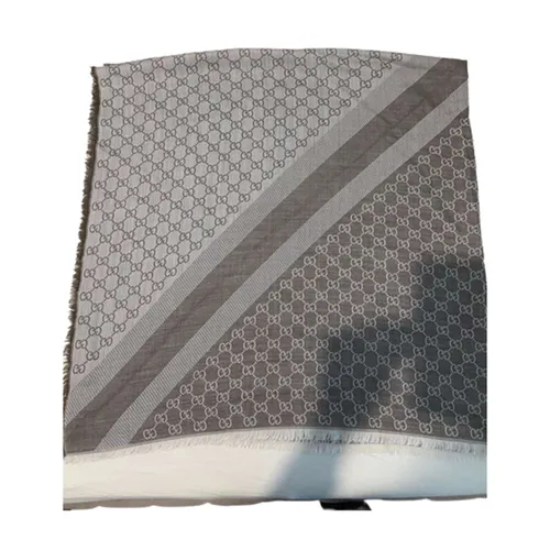 Khăn Quàng Cổ Lụa Len Gucci 8045592546 Monogram Colors Màu Xám