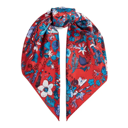 Khăn Lụa Salvatore Ferragamo Printed Silk-Twill Màu Đỏ Phối Xanh