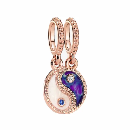 Hạt Vòng Charm Pandora Splittable Yin & Yang Sparkling Dangle 780098C01 Màu Vàng Hồng