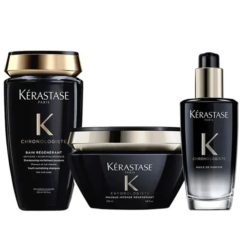 Bộ Sản Phẩm Chăm Sóc Tóc Kérastase Chronologiste Kit Bain Masque Huile Set 3 Món