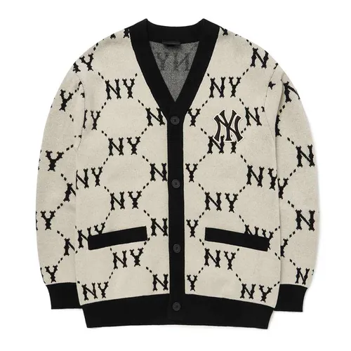 Áo Cardigan MLB  Monogram New York Yankees 3AKCM0224-50CRS Màu Đen Trắng Size S