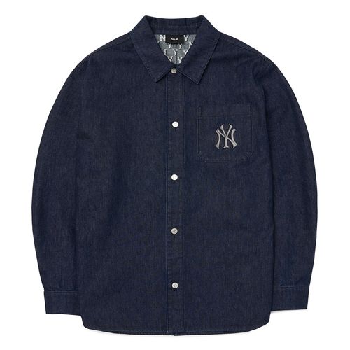 Áo Sơ Mi MLB Classic Monogram Lined Color Print Denim Shirt New York Yankees  3ADRM0524-50NYD Màu Xanh Denim Size S