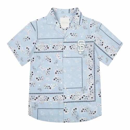 Áo Sơ Mi MLB Paisley Back Logo Short-Sleeved Shirt San Francisco Giants 31WSH3131-14S Màu Xanh Blue