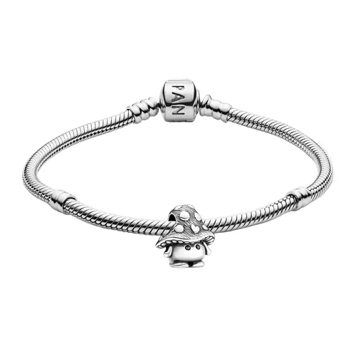 Set Vòng Đeo Tay Bạc Với Khóa Trụ Và Charm Bạc Pandora Moments Hình Nấm Màu Bạc Size 18