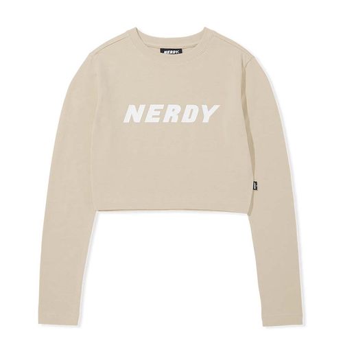 Áo Croptop Nerdy Dài Tay Màu Be