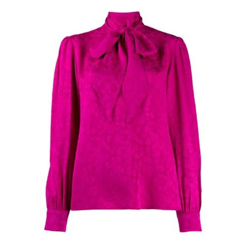 Áo Sơ Mi Nữ Yves Saint Laurent YSL Saint Laurent Bow-detail Blouse Màu Hồng Size 34