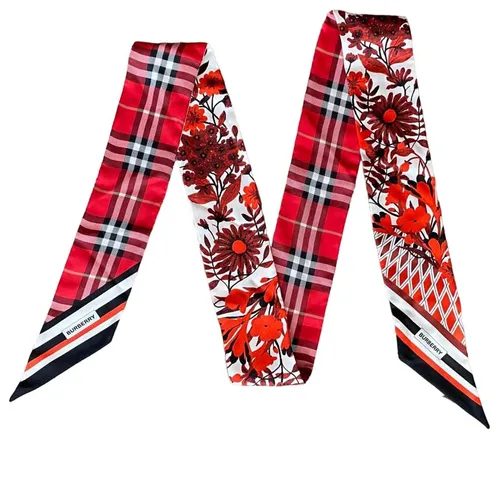 Khăn Quàng Cổ Burberry Silk Square 2 Mặt Màu Đỏ