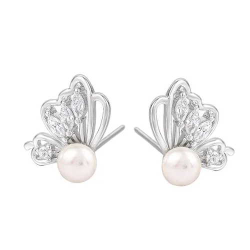 Khuyên Tai LiLi Jewelry Hình Cánh Bướm Đính Ngọc Trai LiLi_677575  Màu Trắng