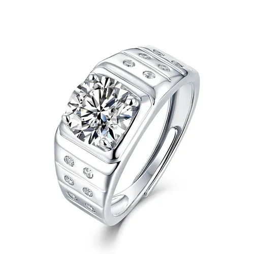 Nhẫn Nam LiLi Jewelry Đính Kim Cương Moissanite Moissanite Alger Lili_442514 Màu Bạc