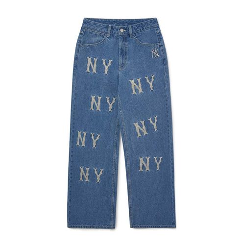 Quần Jean Nữ MLB denim logo Mega New York Yankees 3FDPB0131-50INS Màu Xanh Size XS