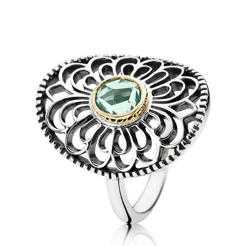 Nhẫn Nữ Pandora Vintage Allure 14K Gold & Green Spinel Ring 190885SSG Màu Bạc