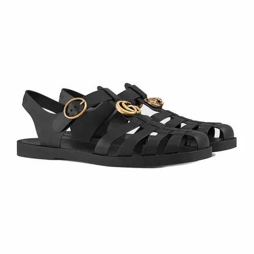 Dép Nam Gucci À Brides Bouclées En Caoutchouc Màu Đen (Dép Rọ) Size 40