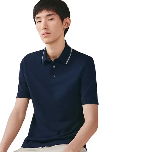 Áo Polo Nam Hermès Piqures Sellier Shirt Màu Xanh Navy Size S