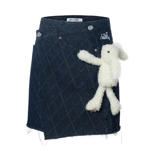 Chân Váy Nữ 13 De Marzo Rabbit Diamond Check Denim Skirt Navy Màu Xanh Đậm Size S