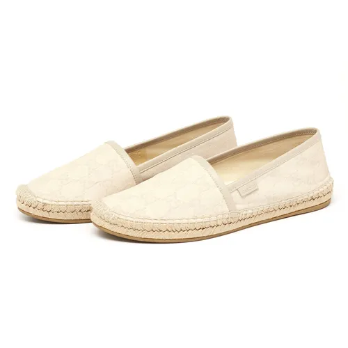 Giày Slip On Gucci White GG Canvas & Leather Espadrille Màu Trắng Kem