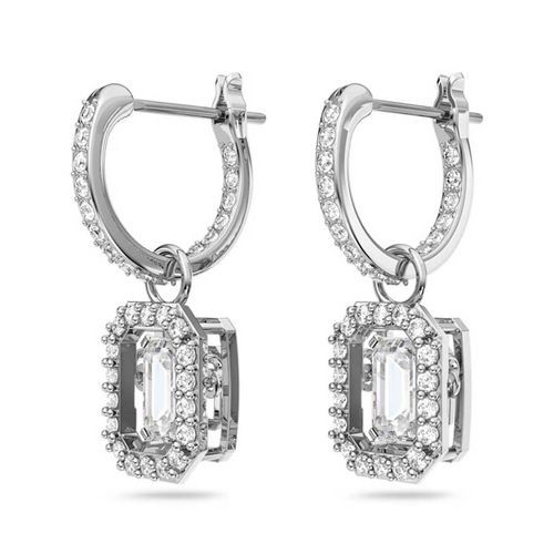 Khuyên Tai Nữ Swarovski Millenia Drop Earrings Octagon Cut, White, Rhodium Plated 5638495 Màu Bạc