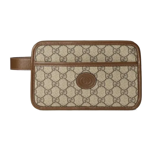 Túi Cầm Tay Gucci Travel Pouch With Interlocking G Màu Nâu