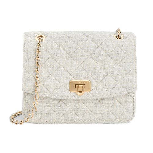 Túi Đeo Vai Nữ Charles & Keith CNK Cressida Tweed Chain Strap Bag 70782173-1 Màu Trắng
