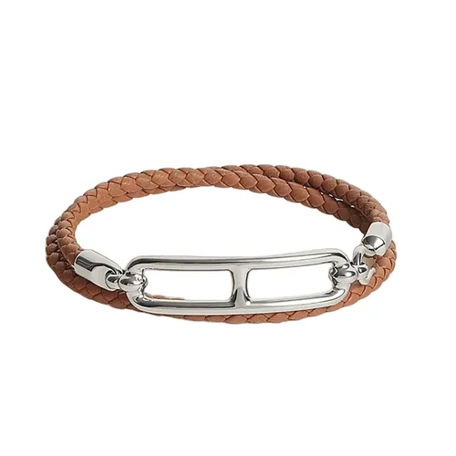Vòng Đeo Tay Hermès Roulis Double Tour Bracelet Màu Nâu Bạc