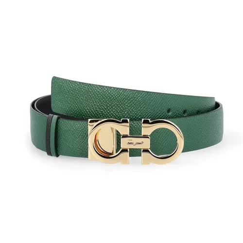 Thắt Lưng Nữ Salvatore Ferragamo Green Black Reversible Belt Hai Mặt Màu Xanh Đen Bản 2.5cm