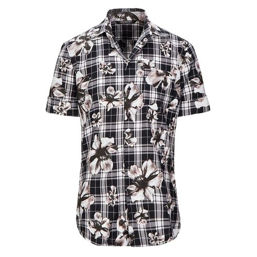 Áo Sơ Mi Cộc Tay Nam Neil Barrett Checked Shirt BCM1131S Màu Đen Xám Size S